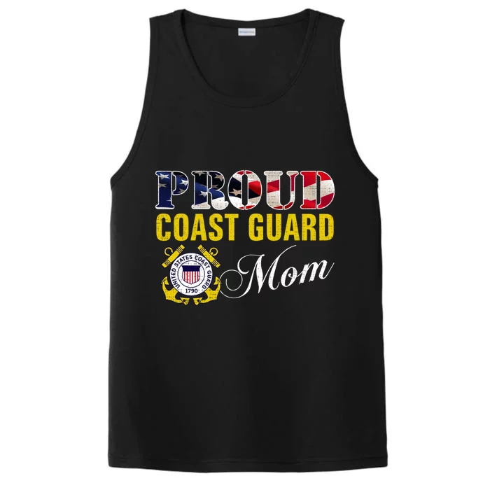 Proud Coast Guard Mom With American Flag For Veteran Day Gift Performance Tank