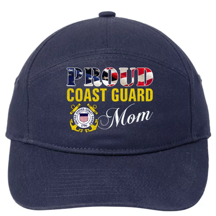 Proud Coast Guard Mom With American Flag For Veteran Day Gift 7-Panel Snapback Hat