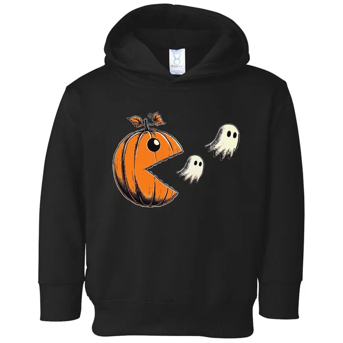 Pacpumpkin Chasing Ghosts Halloween Toddler Hoodie