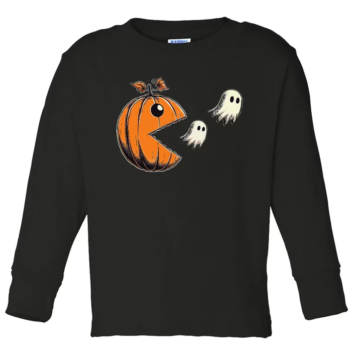 Pacpumpkin Chasing Ghosts Halloween Toddler Long Sleeve Shirt