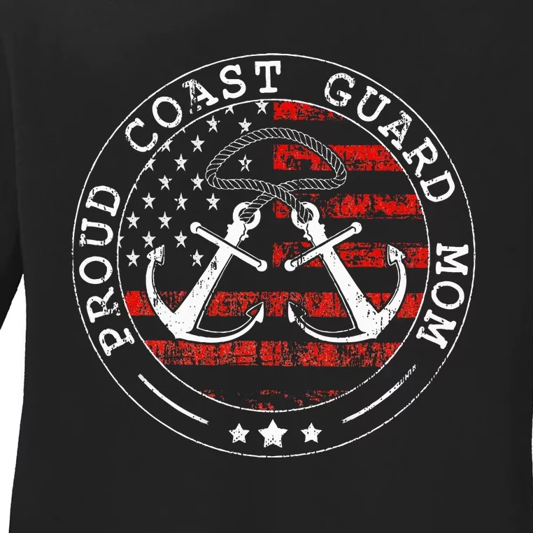 Proud Coast Guard Mom Us Military Mothers Day Ladies Long Sleeve Shirt