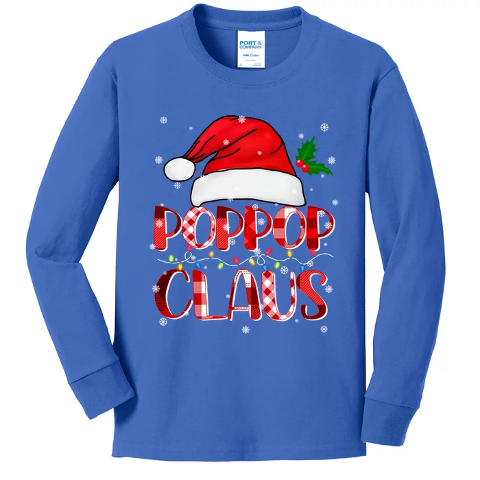 Poppop Claus Gift Christmas Lights Family Matching Pajama Funny Gift Kids Long Sleeve Shirt