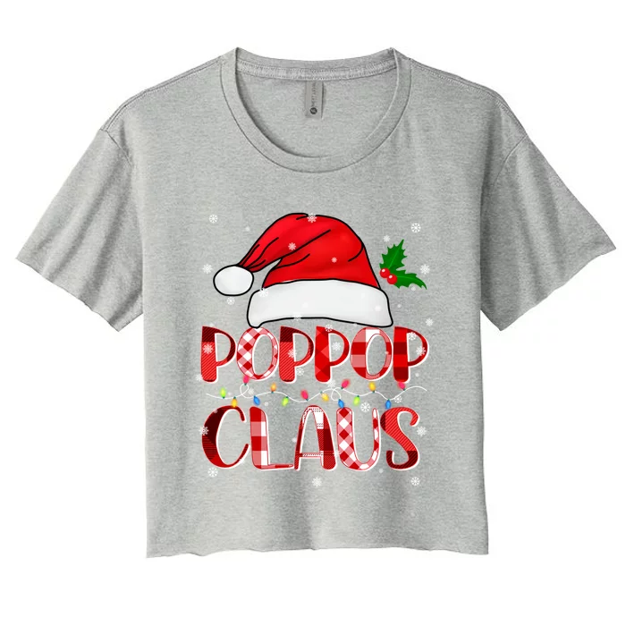 Poppop Claus Gift Christmas Lights Family Matching Pajama Funny Gift Women's Crop Top Tee