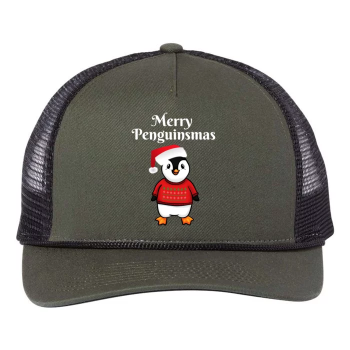 Penguin Christmas Gift Retro Rope Trucker Hat Cap