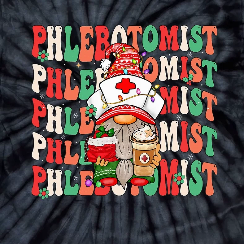 Phlebotomist Christmas Gnome Costume Funny Phlebotomy Tie-Dye T-Shirt