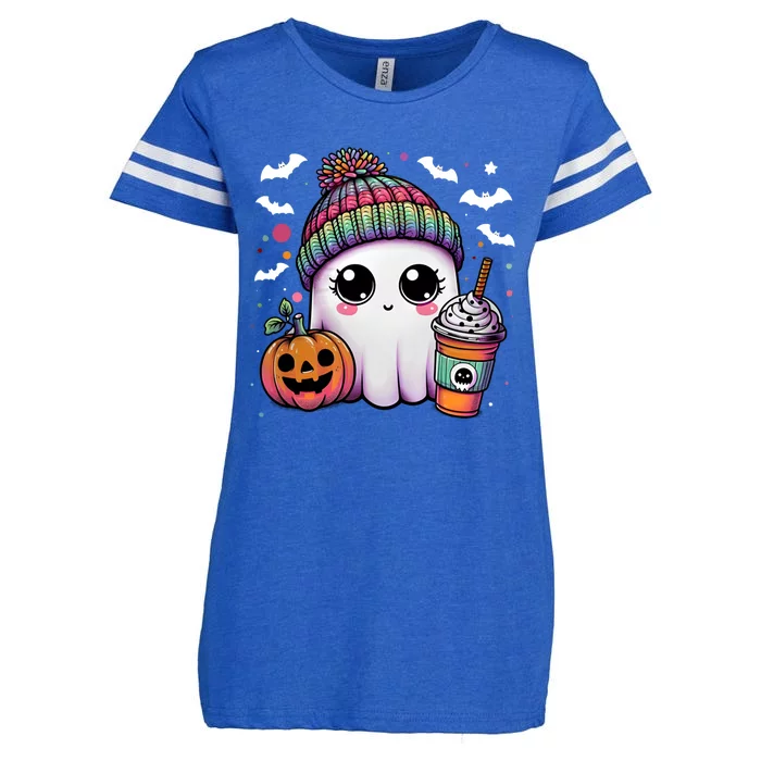 Pumpkin Cute Ghost Ing Coffee Meaningful Gift Enza Ladies Jersey Football T-Shirt