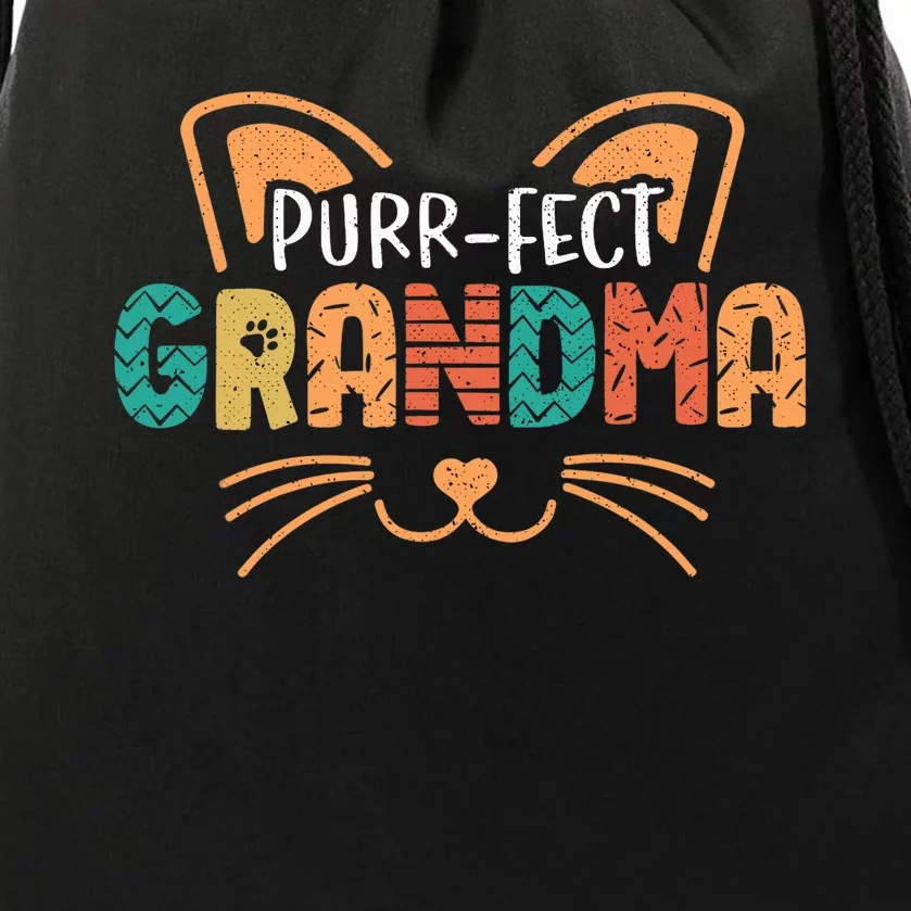 Purrfect Cat Grandma Cats Lover Drawstring Bag