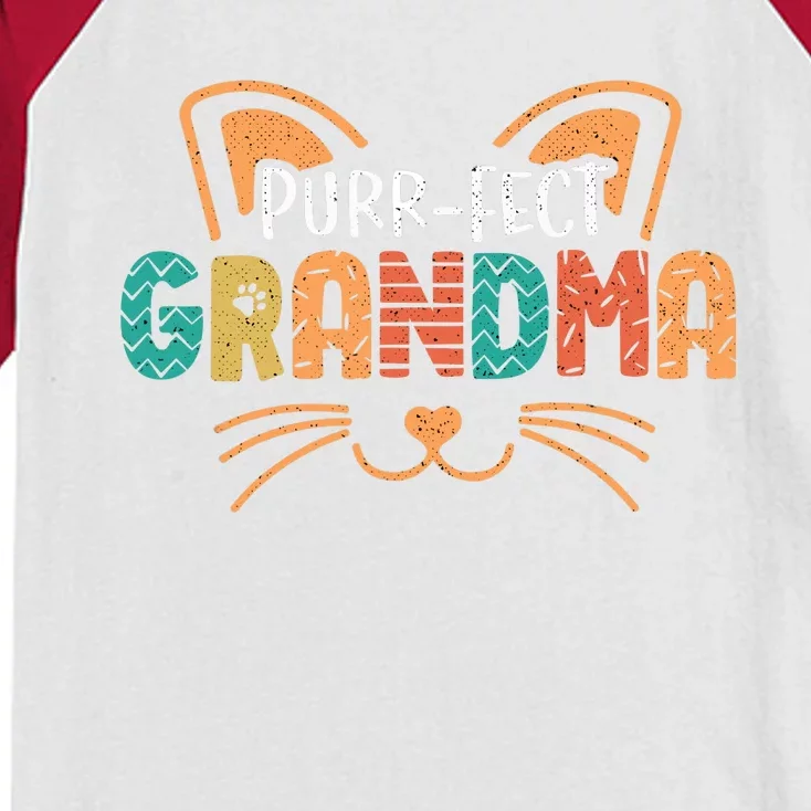 Purrfect Cat Grandma Cats Lover Kids Colorblock Raglan Jersey