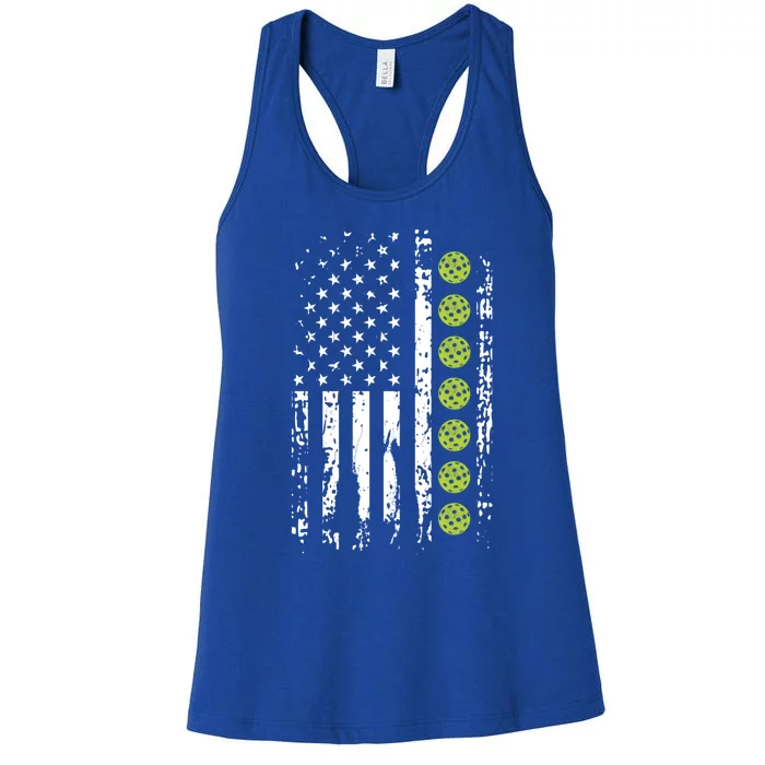 Pickleball Cool Gift American Flag Pickleball Player Gift Cute Gift Women's Racerback Tank