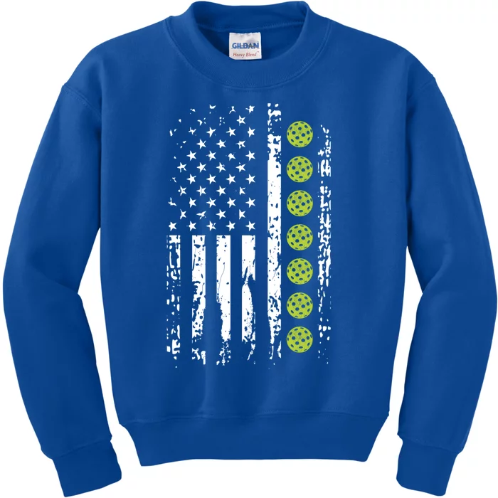 Pickleball Cool Gift American Flag Pickleball Player Gift Cute Gift Kids Sweatshirt