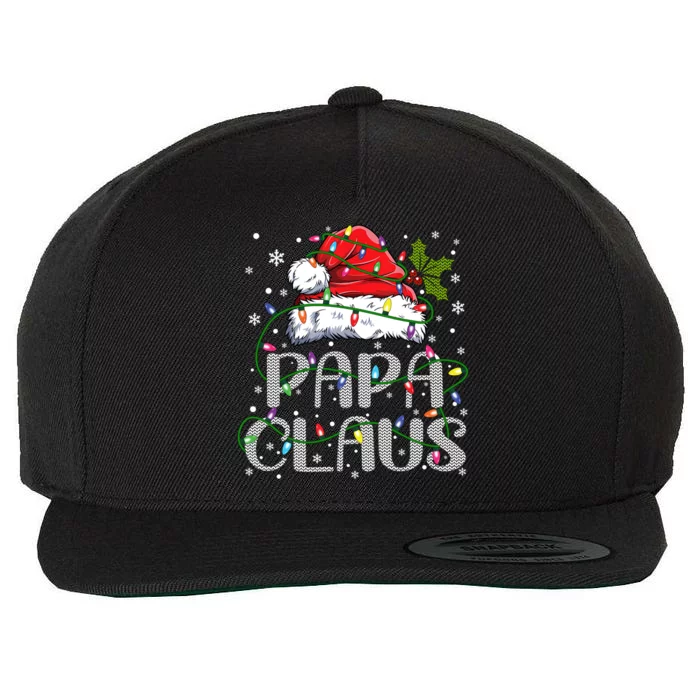 Papa Claus Gift For Christmas Lights Wool Snapback Cap