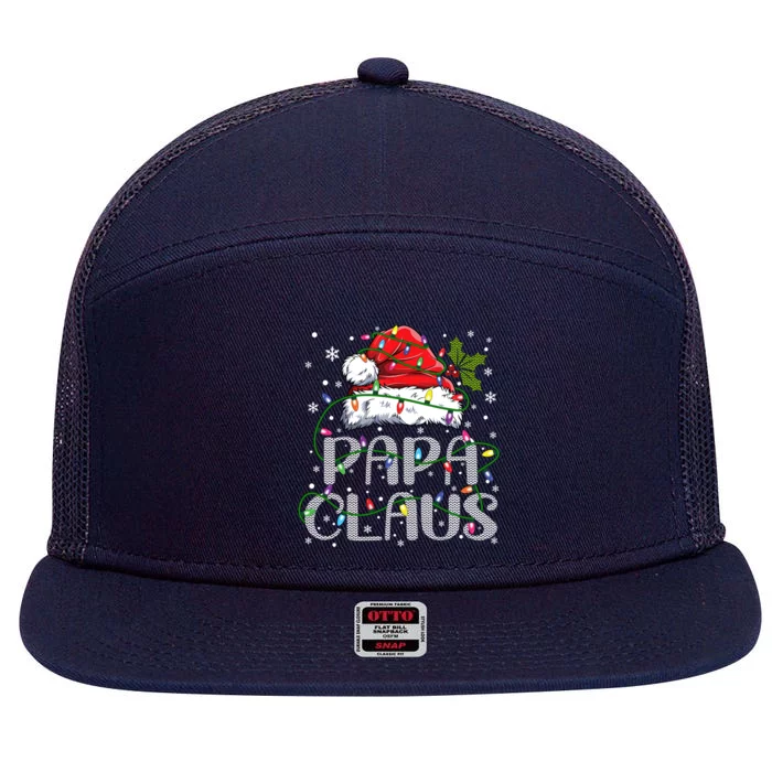 Papa Claus Gift For Christmas Lights 7 Panel Mesh Trucker Snapback Hat