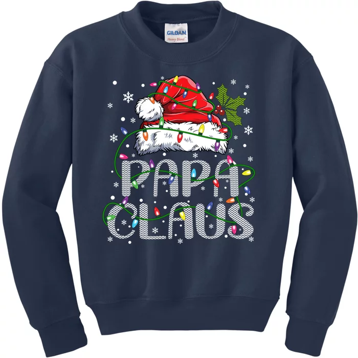 Papa Claus Gift For Christmas Lights Kids Sweatshirt