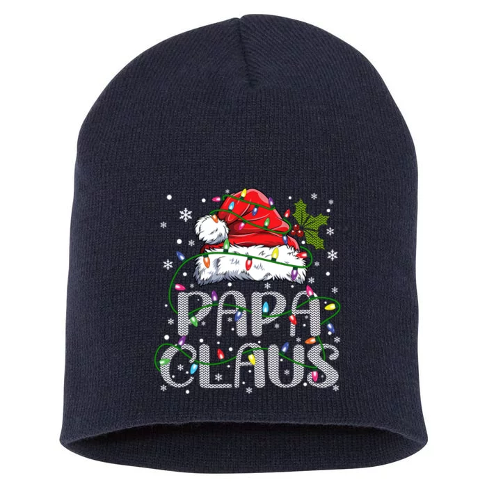 Papa Claus Gift For Christmas Lights Short Acrylic Beanie