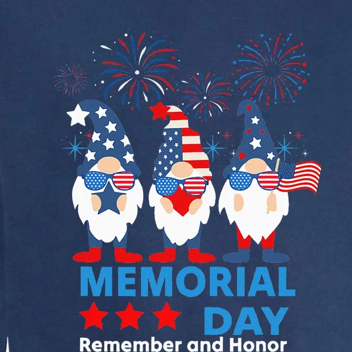 Patriotic Cute Gnomes Graphic Memorial Day 4th of July Garment-Dyed Sweatshirt