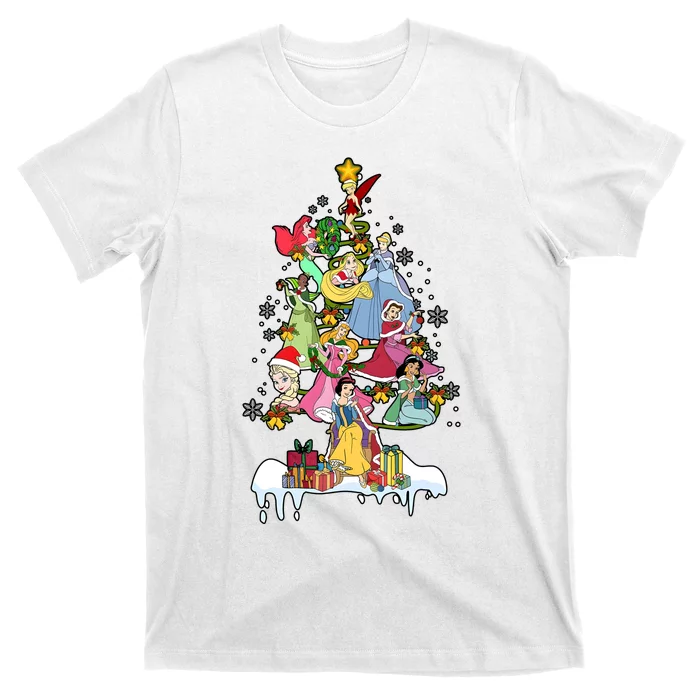 Princess Characters Group Christmas Tree T-Shirt