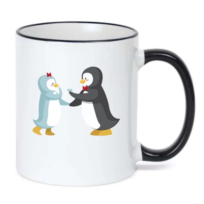 Penguin Couples Gift Wedding Anniversary Valentines Him Her Gift Black Color Changing Mug