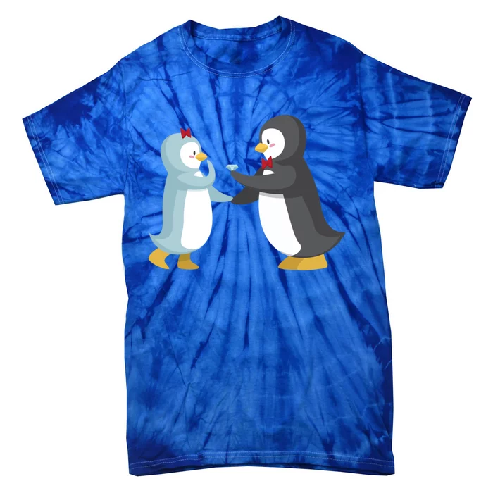 Penguin Couples Gift Wedding Anniversary Valentines Him Her Gift Tie-Dye T-Shirt