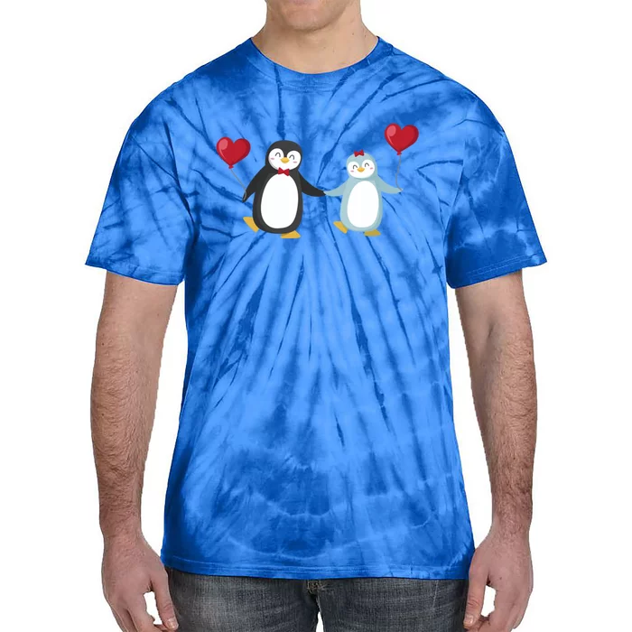 Penguin Couples Gift Wedding Anniversary Valentines Him Her Cute Gift Tie-Dye T-Shirt