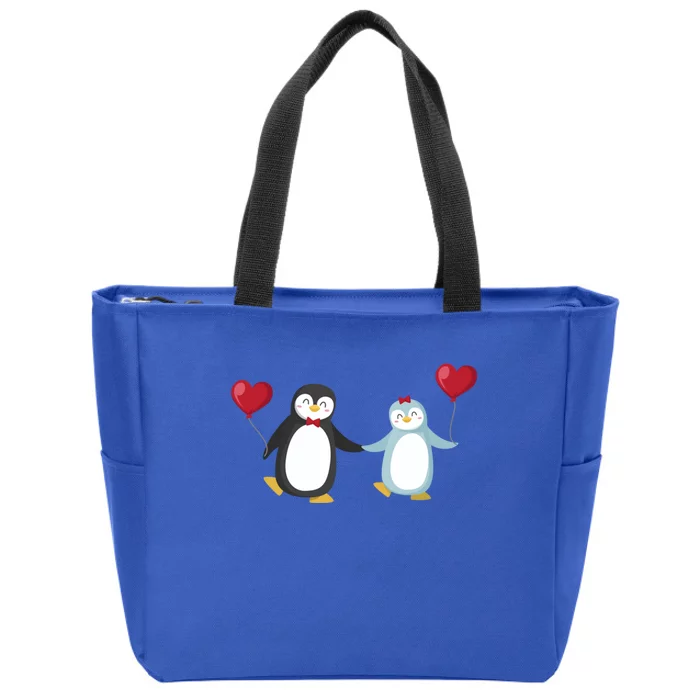 Penguin Couples Gift Wedding Anniversary Valentines Him Her Cute Gift Zip Tote Bag