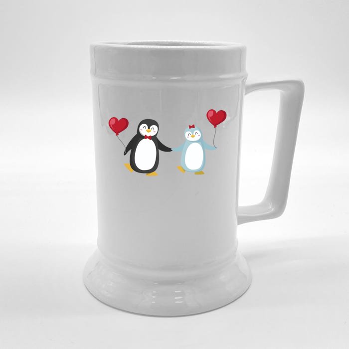 Penguin Couples Gift Wedding Anniversary Valentines Him Her Cute Gift Front & Back Beer Stein