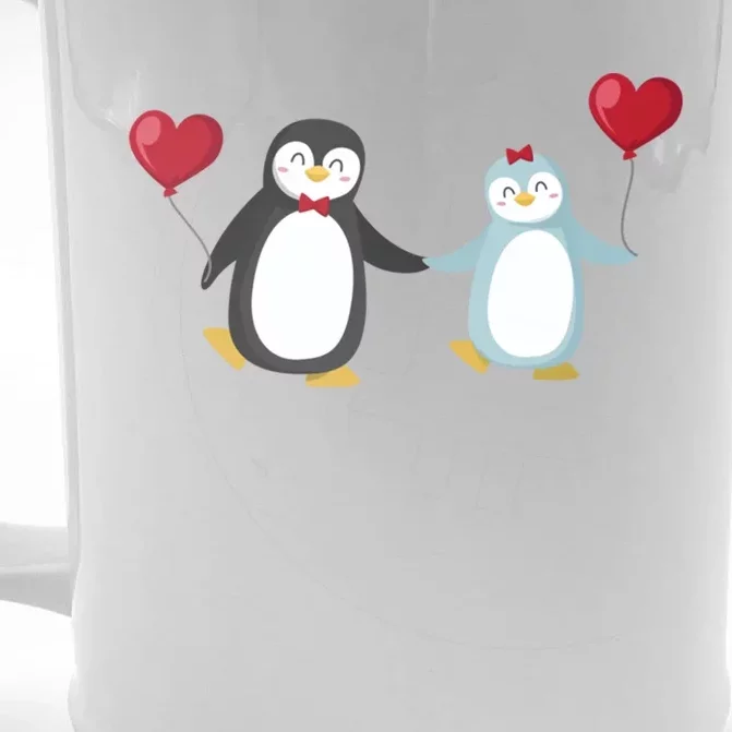 Penguin Couples Gift Wedding Anniversary Valentines Him Her Cute Gift Front & Back Beer Stein