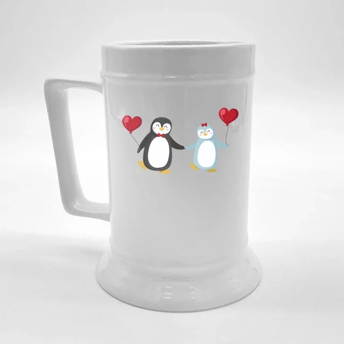 Penguin Couples Gift Wedding Anniversary Valentines Him Her Cute Gift Front & Back Beer Stein