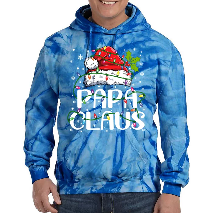 Papa Claus Gift Christmas Lights Pajama Family Matching Gift Tie Dye Hoodie