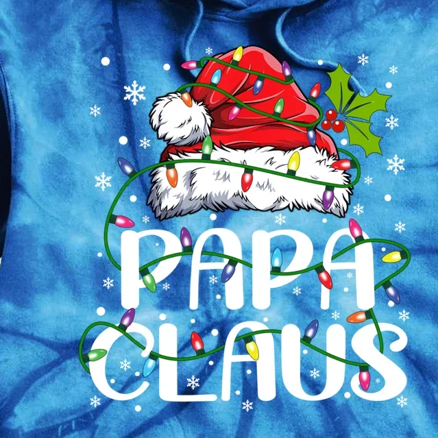 Papa Claus Gift Christmas Lights Pajama Family Matching Gift Tie Dye Hoodie