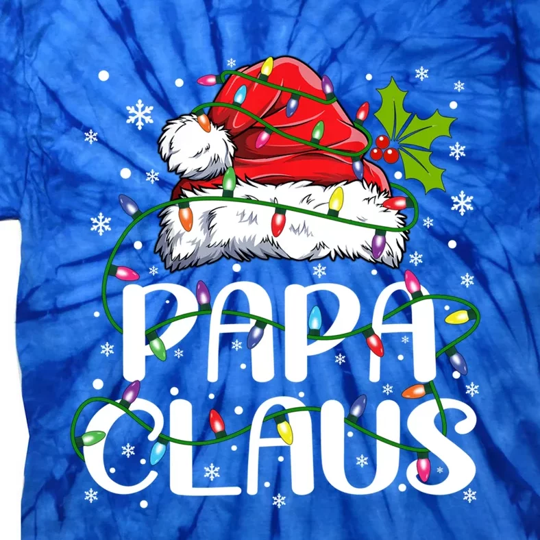 Papa Claus Gift Christmas Lights Pajama Family Matching Gift Tie-Dye T-Shirt