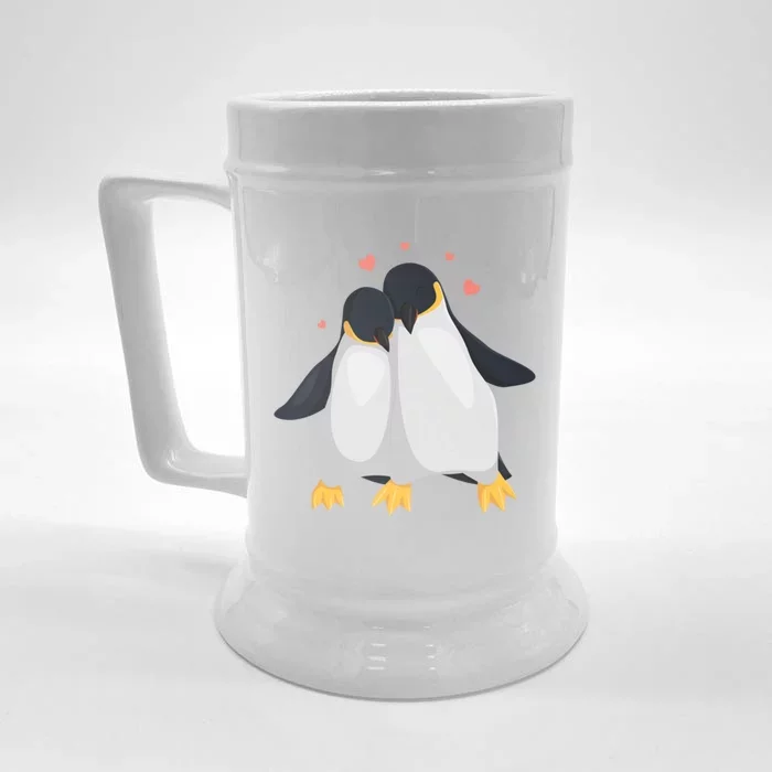 Penguin Couples Gift Wedding Anniversary Valentines Him Her Gift Front & Back Beer Stein