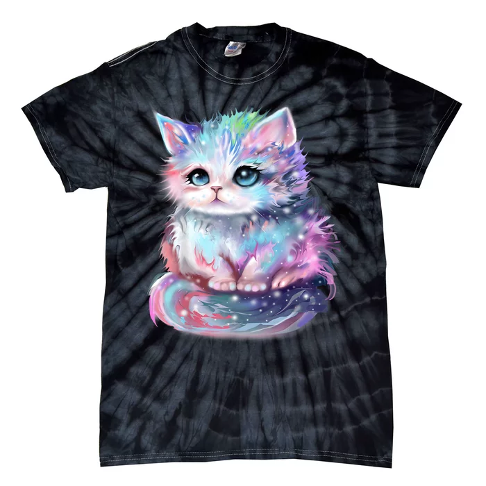 Pastel Cat Galaxy Cute Kitten Colorful Kitty Tie-Dye T-Shirt