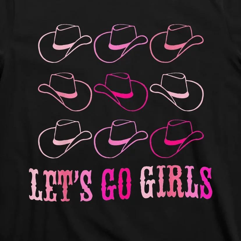 Pink Cow Hat Boots Funny Lets Go T-Shirt