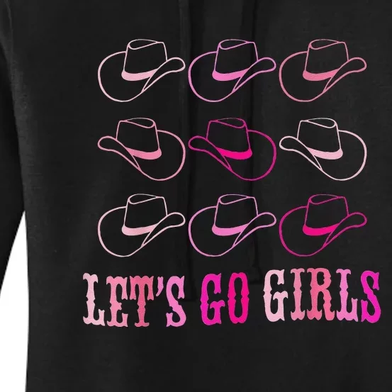 Pink Cow Hat Boots Funny Lets Go Women's Pullover Hoodie