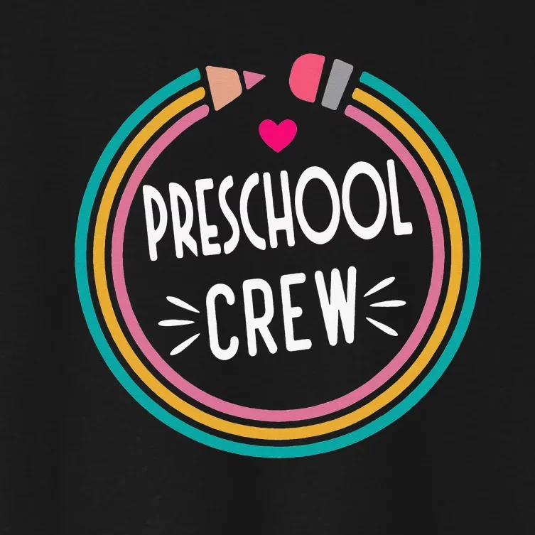 Preschool Crew Happy First Day of School Teacher Women's Crop Top Tee