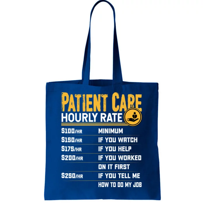 Patient Care Hourly Rate Funny Nursing Nurse Patient Care Great Gift Tote Bag