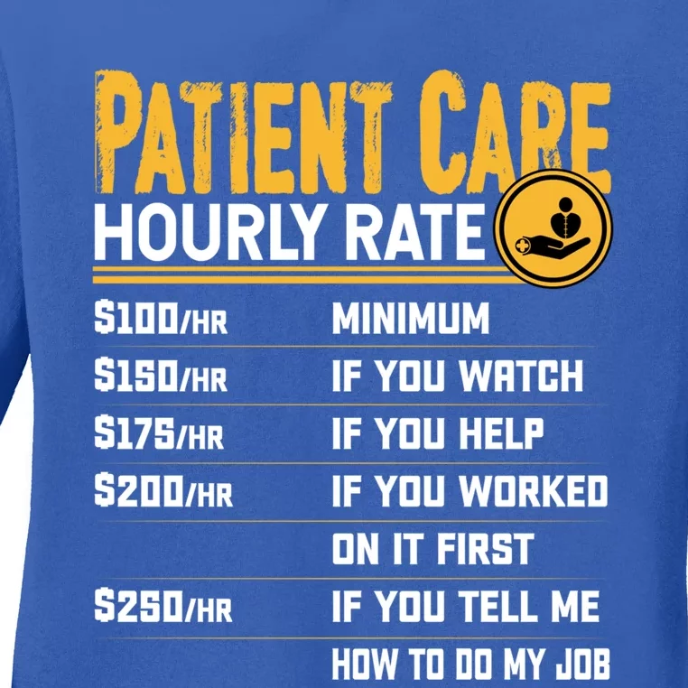 Patient Care Hourly Rate Funny Nursing Nurse Patient Care Great Gift Ladies Long Sleeve Shirt