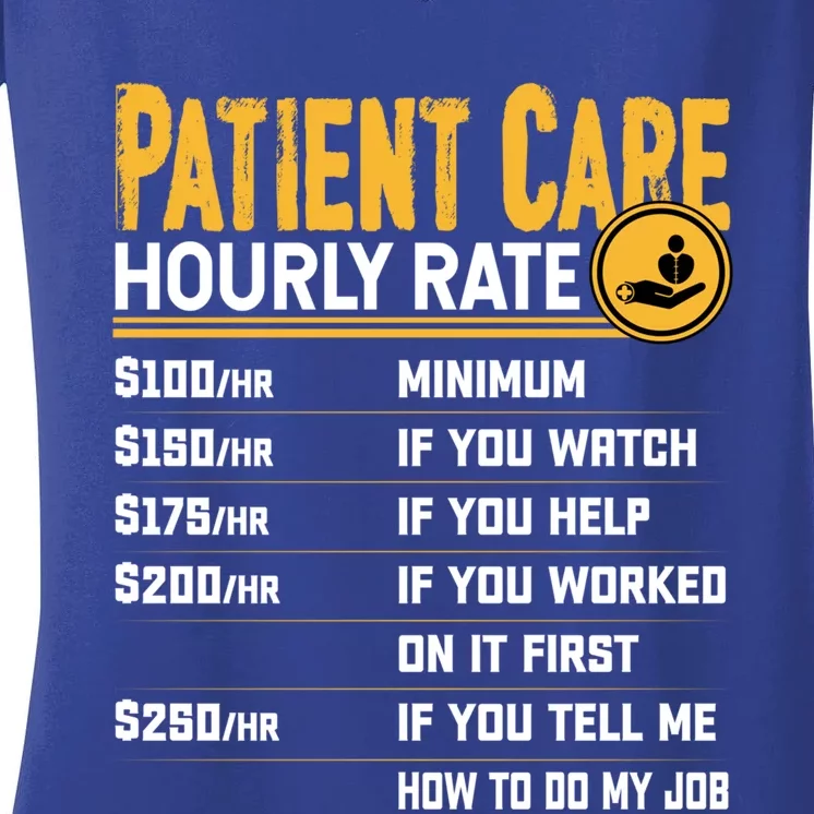 Patient Care Hourly Rate Funny Nursing Nurse Patient Care Great Gift Women's V-Neck T-Shirt