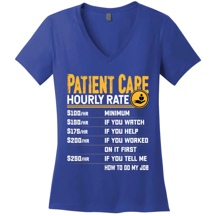 Patient Care Hourly Rate Funny Nursing Nurse Patient Care Great Gift Women's V-Neck T-Shirt