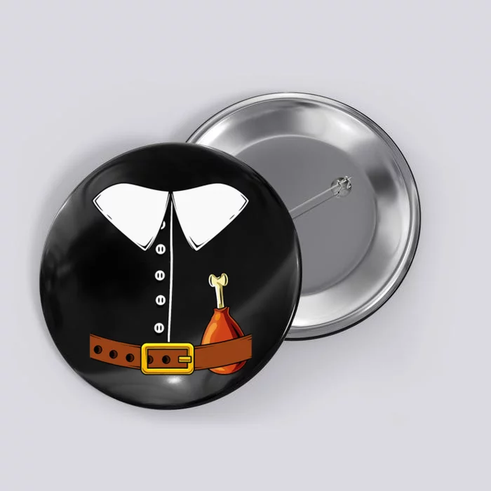 Pilgrim Costume Hat And Thanksgiving Turkey Day Graphic Button