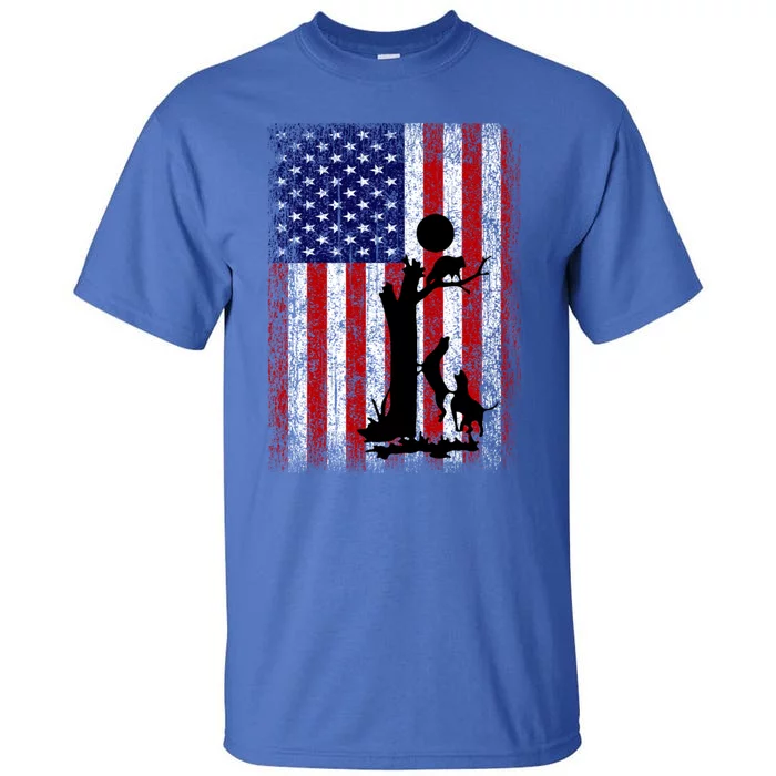 Patriotic Coon Hunting Dogs American Flag Gift Tall T-Shirt