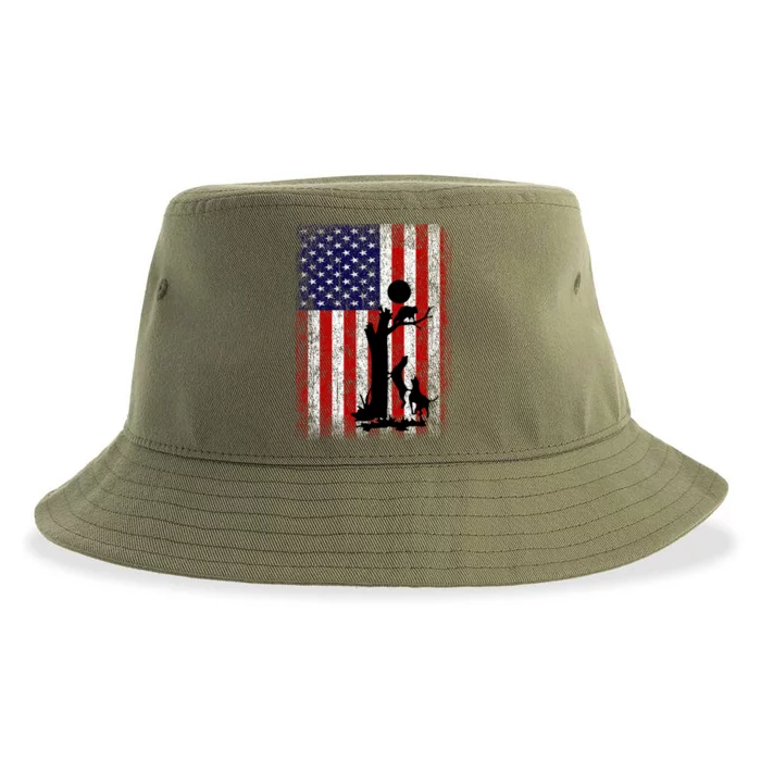 Patriotic Coon Hunting Dogs American Flag Gift Sustainable Bucket Hat