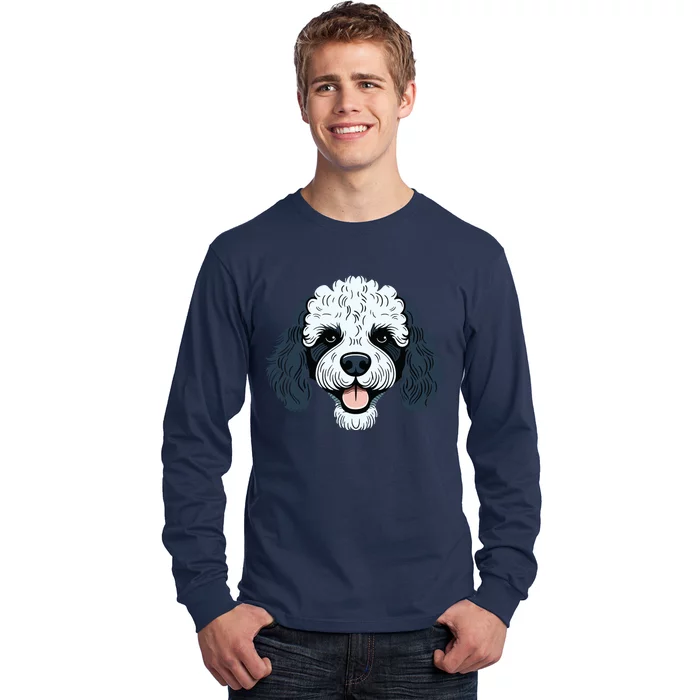 Poodle Cute Happy Little Puppy Dog Face Parti Poodle Owner Long Sleeve Shirt