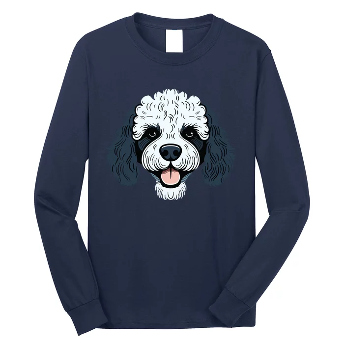 Poodle Cute Happy Little Puppy Dog Face Parti Poodle Owner Long Sleeve Shirt