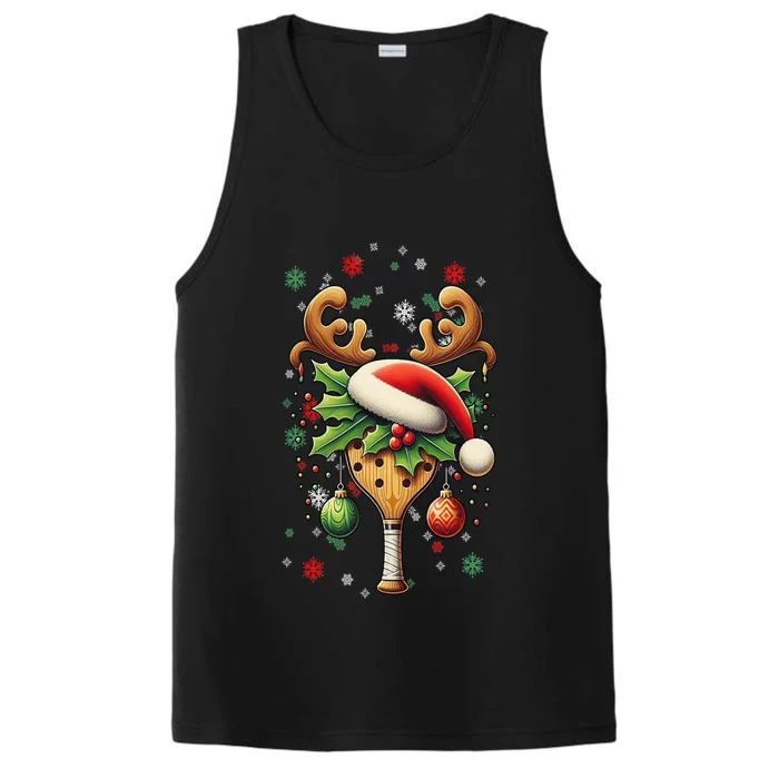 Player Christmas Holiday Reindeer Xmas Funny Pickleball Gift Performance Tank