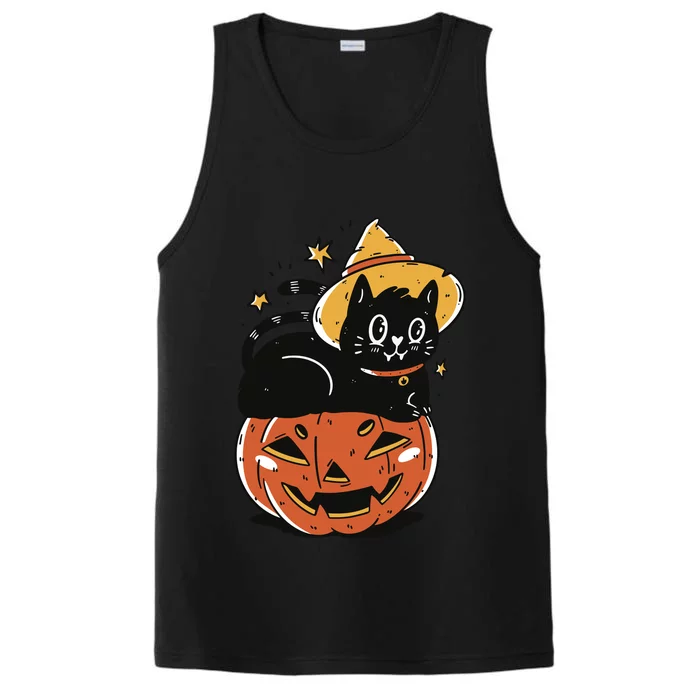 Pumpkin Cat Halloween Cute Festive Performance Tank