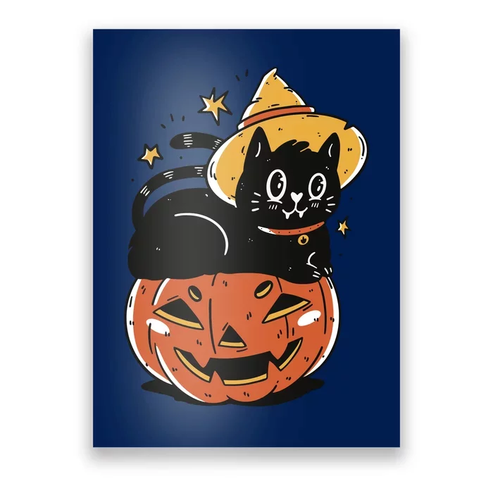 Pumpkin Cat Halloween Cute Festive Poster