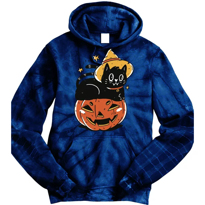 Pumpkin Cat Halloween Cute Festive Tie Dye Hoodie