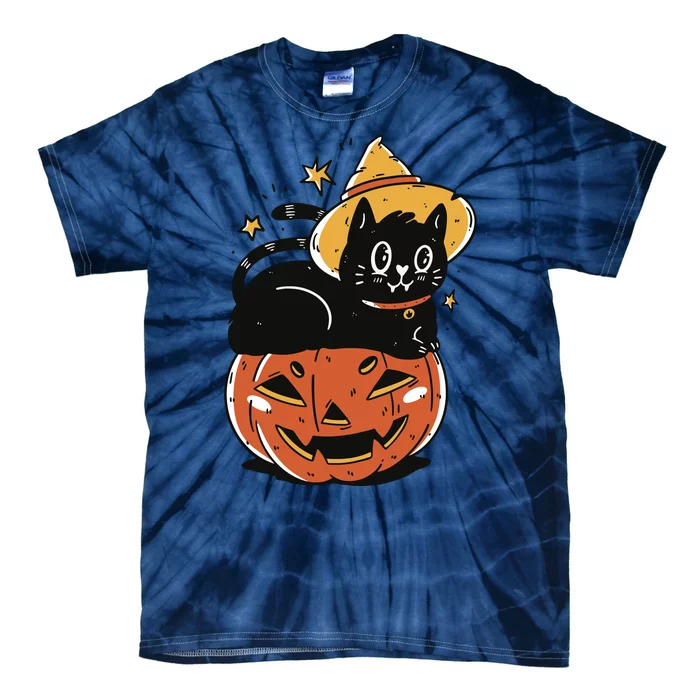 Pumpkin Cat Halloween Cute Festive Tie-Dye T-Shirt