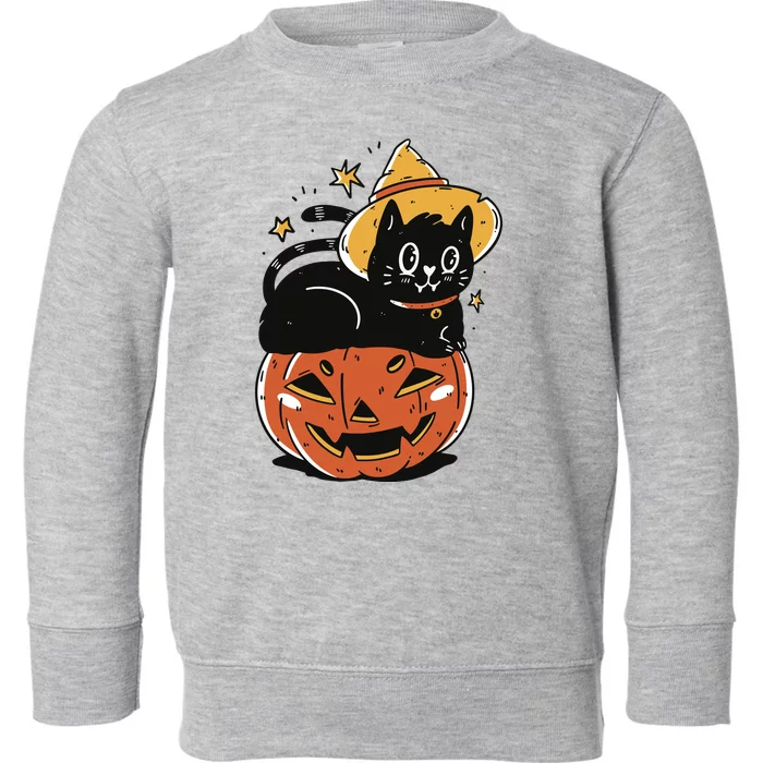 Pumpkin Cat Halloween Cute Festive Toddler Sweatshirt